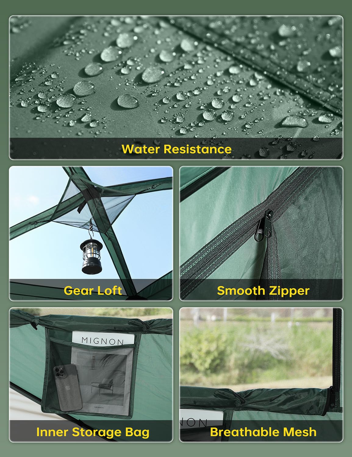 Raynesys tent with 8 triangular mesh windows boosts airflow