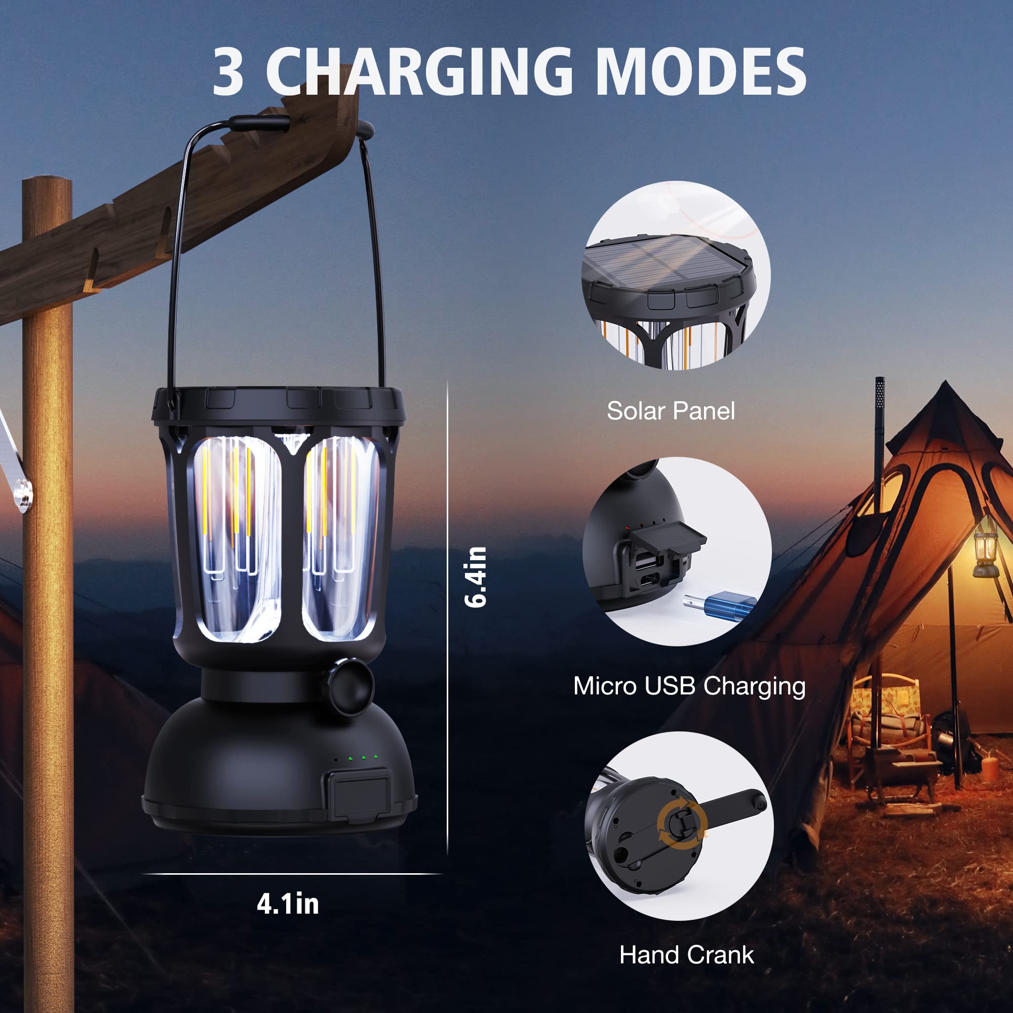 Raynic 6000 LED camping lantern 360-degree illumination for entire tent