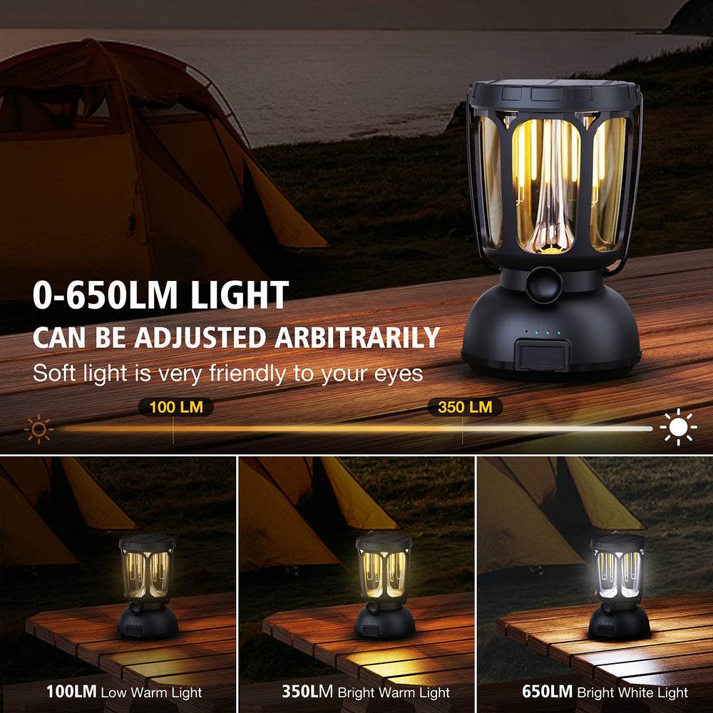 Raynic 6000 LED camping lantern 650-lumen brightness with smooth dimming