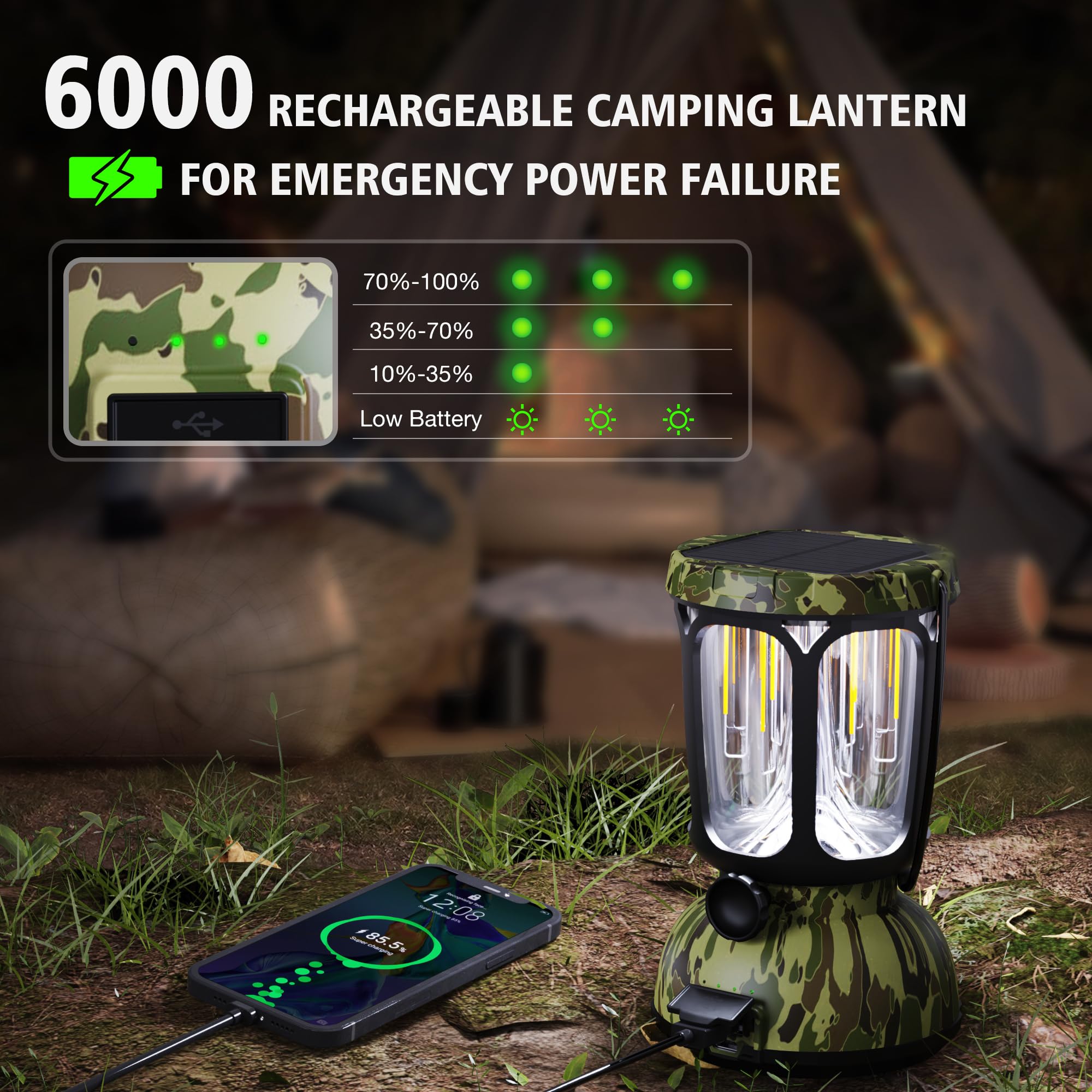 Raynic lantern solar backup charging panel in use for daytime power