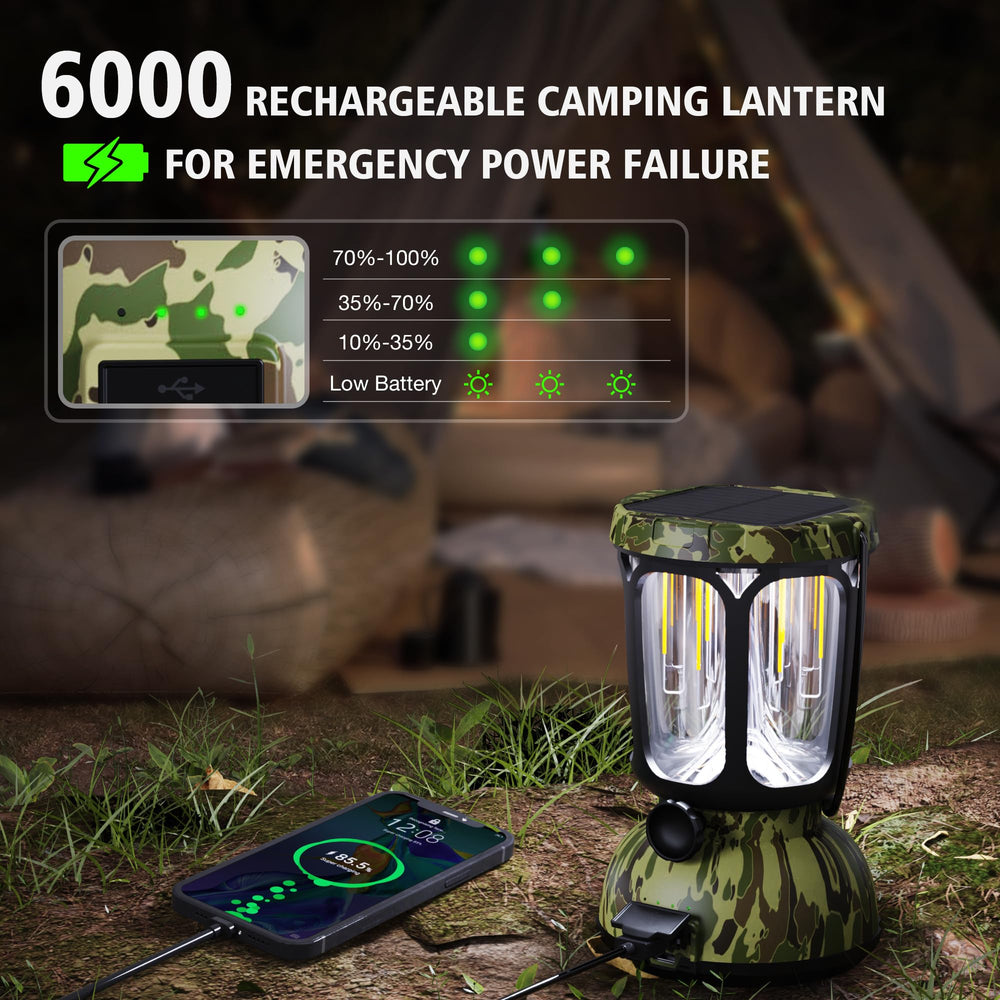 Raynic lantern solar backup charging panel in use for daytime power