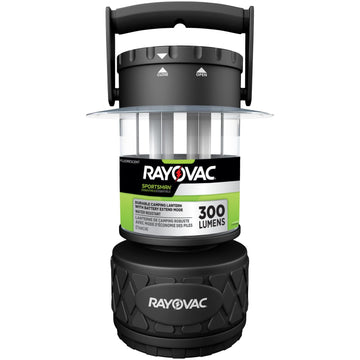 Rayovac Sportsman lantern battery compartment with eight D cells accessible.