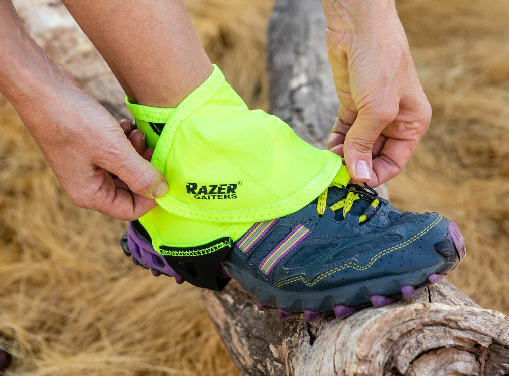 Razer Gaiters block dirt and debris to protect socks on rough trails.