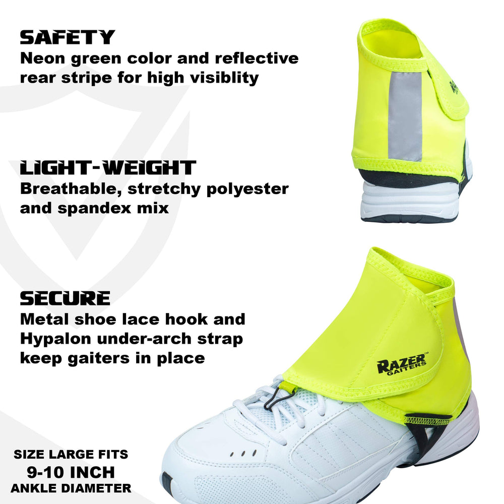 Razer Gaiters large size fit for 9 to 10 inch ankles.