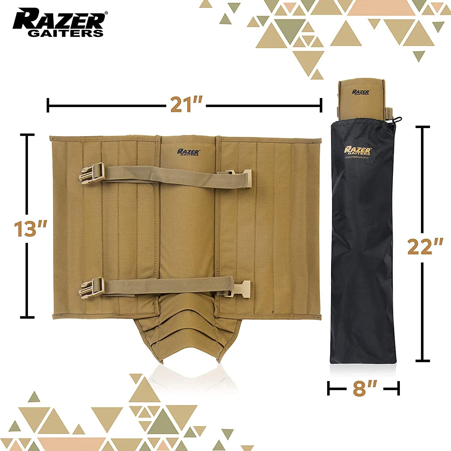 Razer Gaiters designed as multipurpose outdoor workwear for hiking and hunting