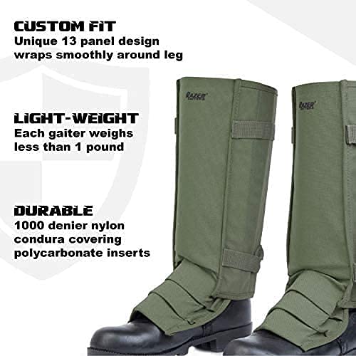 Razer Snake Gaiters in olive drab for outdoor use