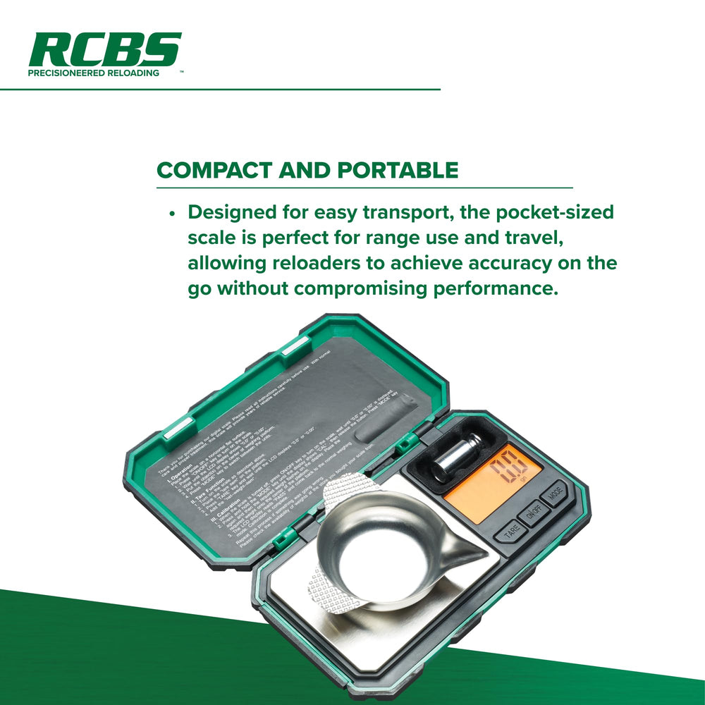 Close-up of 0.10 grain accuracy indicator on RCBS scale
