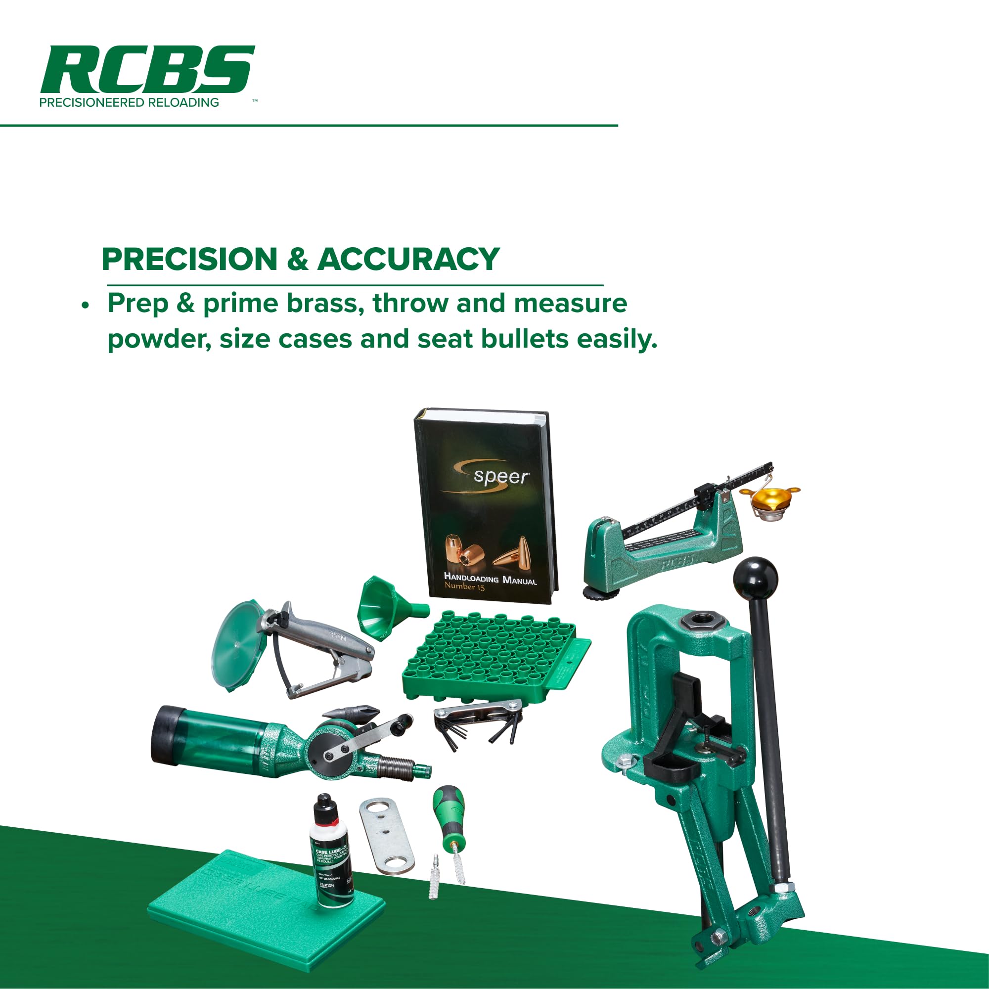 RCBS powder funnel guiding powder for smooth reloading prep
