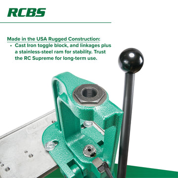 RCBS Rock Chucker Supreme ram-bearing surface close-up emphasizes rigid support during operation