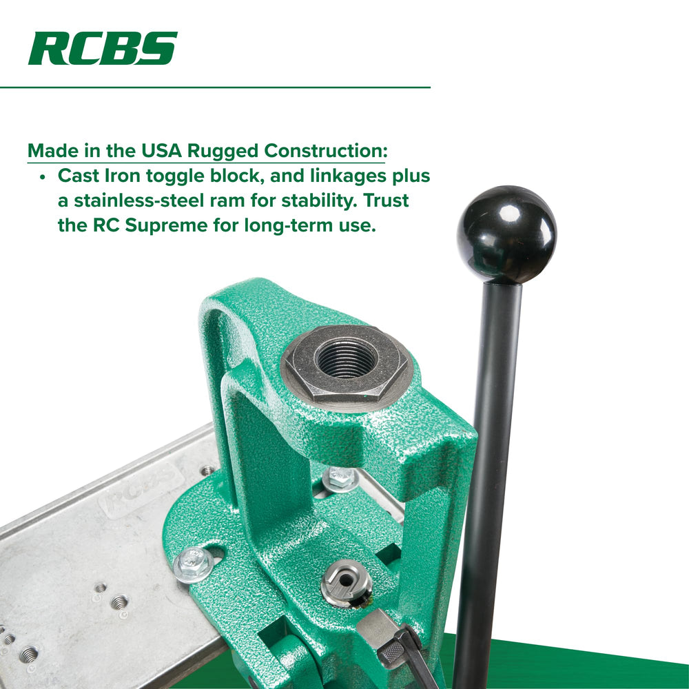 RCBS Rock Chucker Supreme ram-bearing surface close-up emphasizes rigid support during operation