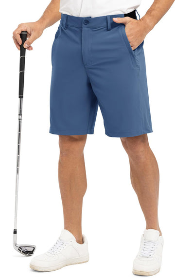 Rdruko golf shorts Indigo 9-inch stretch fabric for all-day comfort on the course.
