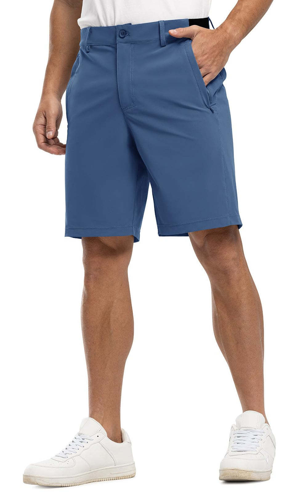 Rdruko golf shorts Indigo 9-inch length offers casual-dress versatility.