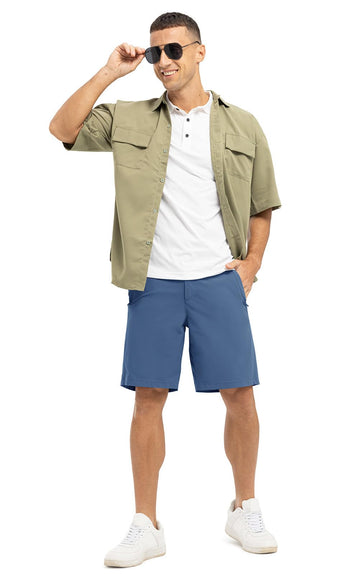 Rdruko golf shorts Indigo 3-pocket design for practical travel and daily wear.