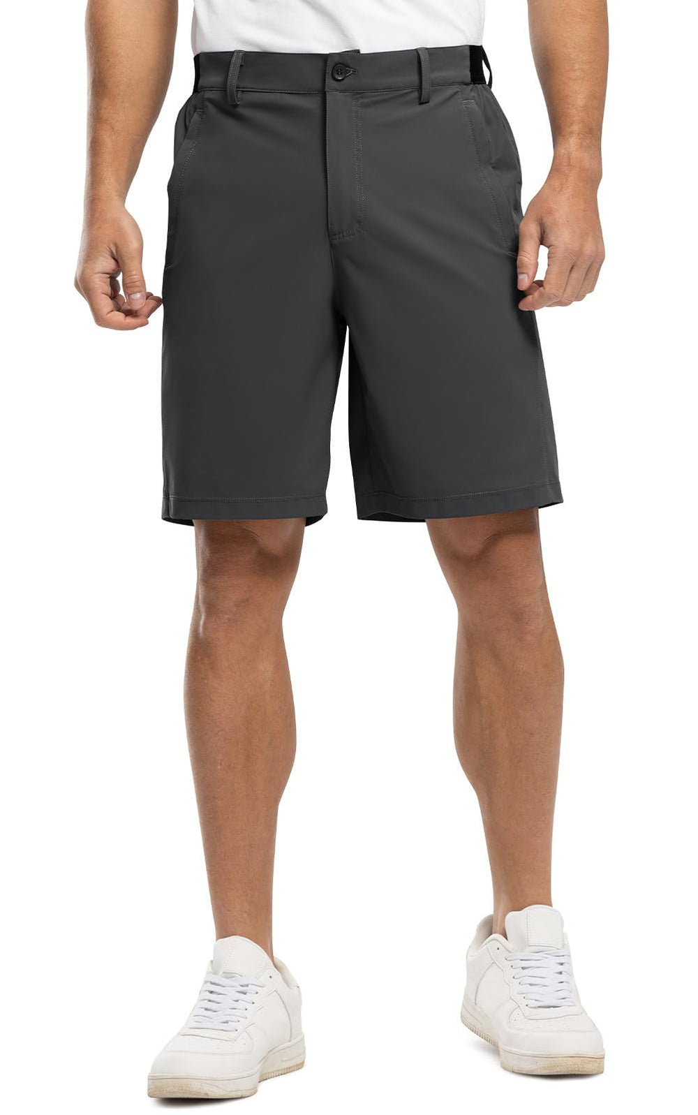 Rdruko men's dress shorts back view showing secure zip pocket.