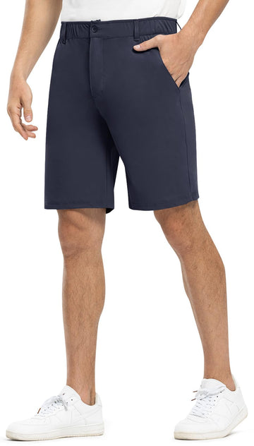 Rdruko men's golf shorts navy fabric close-up showing breathable quick-dry weave