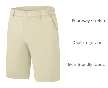 Rdruko golf shorts with zipper fly and button for secure closure.