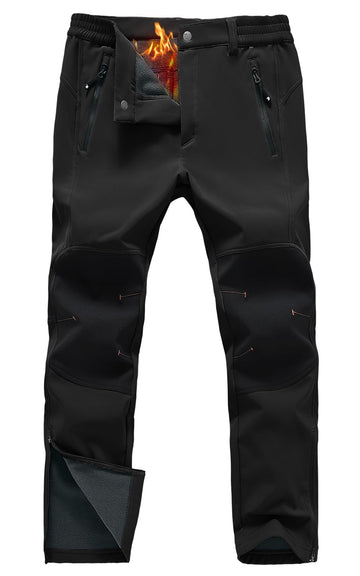 Rdruko men's snow pants waterproof exterior in black keeps you dry on winter trips.