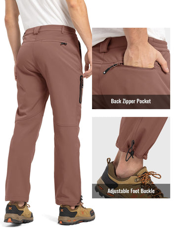 Rdruko men's winter snow pants coffee 34 d-ring attachment allows quick gear access