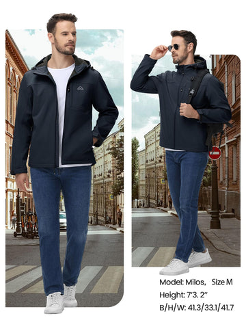 Rdruko navy blue softshell jacket worn for hiking and travel