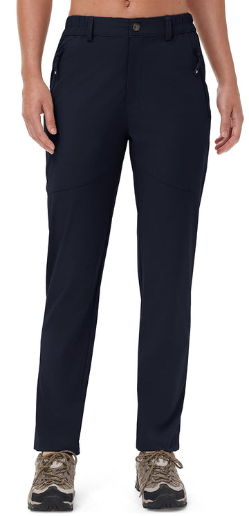Rdruko women's hiking pants navy front pocket keeps essentials secure during hikes.