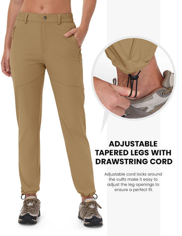 Rdruko women's hiking pants waistband adjustable for a comfortable, personalized fit.