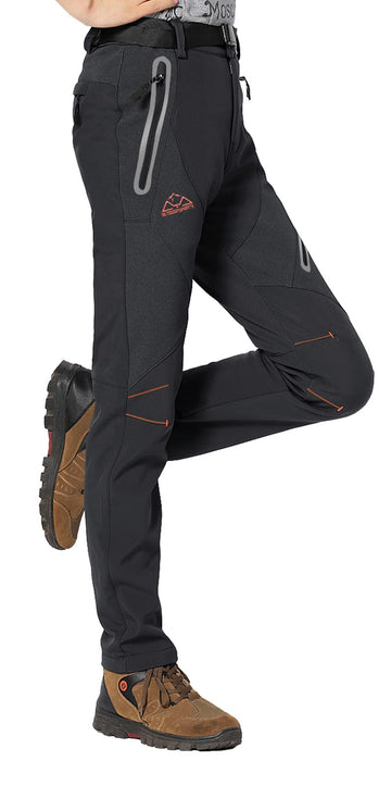 Rdruko women's hiking pants waterproof full-dark-gray front view protects against rain and wind