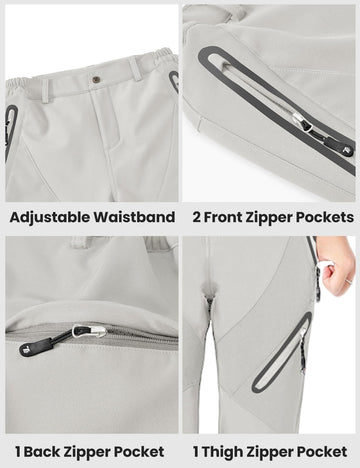 Rdruko white snow pants ideal for skiing, hiking, and winter travel.