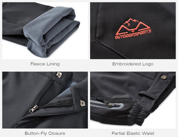 Rdruko women's winter hiking pants dark gray color matches outdoor gear and hides wear.