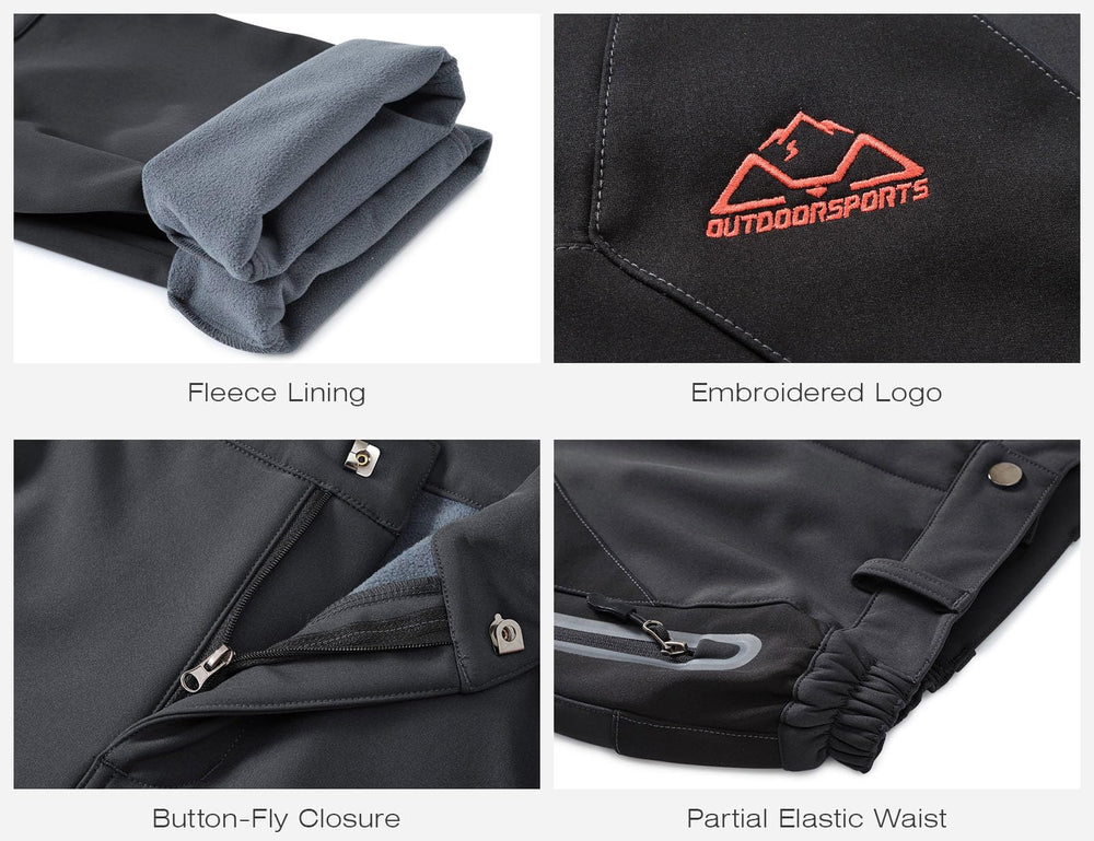Rdruko women's winter hiking pants dark gray color matches outdoor gear and hides wear.