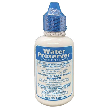 Re Water Preserver bottle front view, ready for long-term emergency water storage