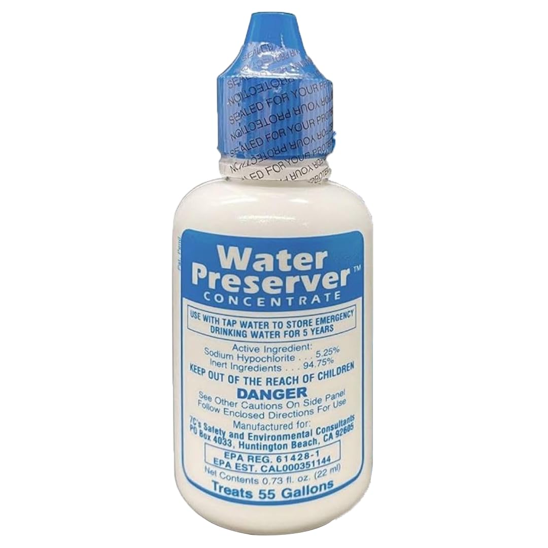 Re Water Preserver bottle front view, ready for long-term emergency water storage