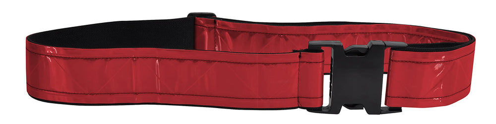 Re-Flex heavy-duty reflective belt in red with quick-release buckle for high-visibility work