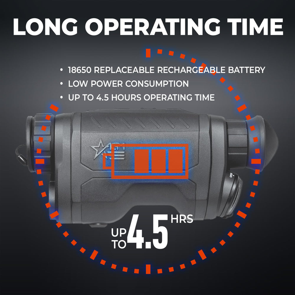Multiple viewing modes including Black Hot and Fusion for adaptive visibility.