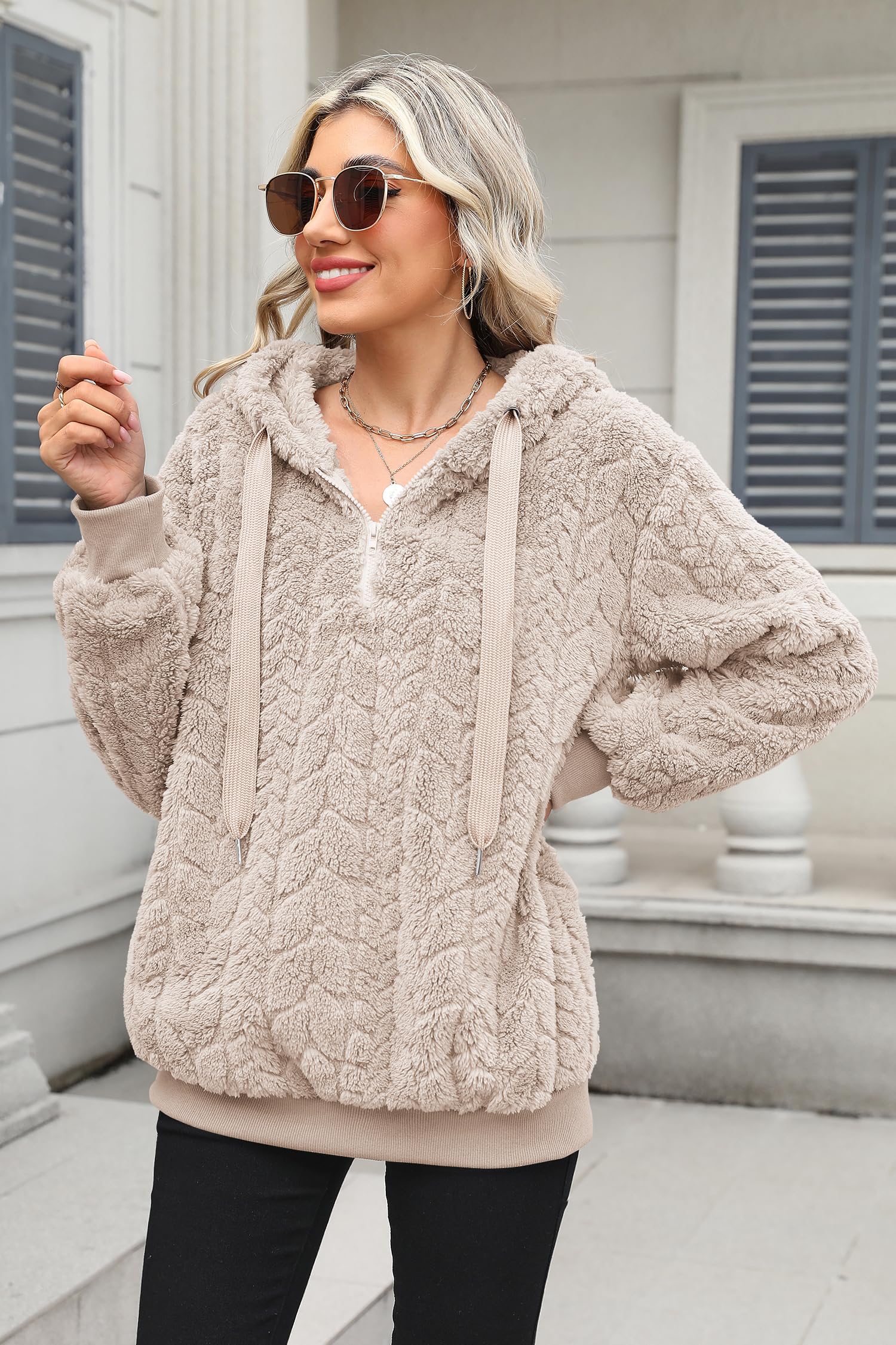 ReachMe sherpa fabric texture conveys soft warmth and plush comfort.