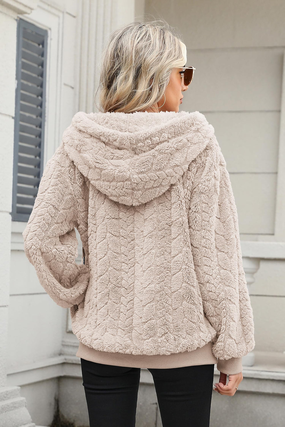 ReachMe women's sherpa hoodie gift-ready presentation for fashion-loving gift recipients.