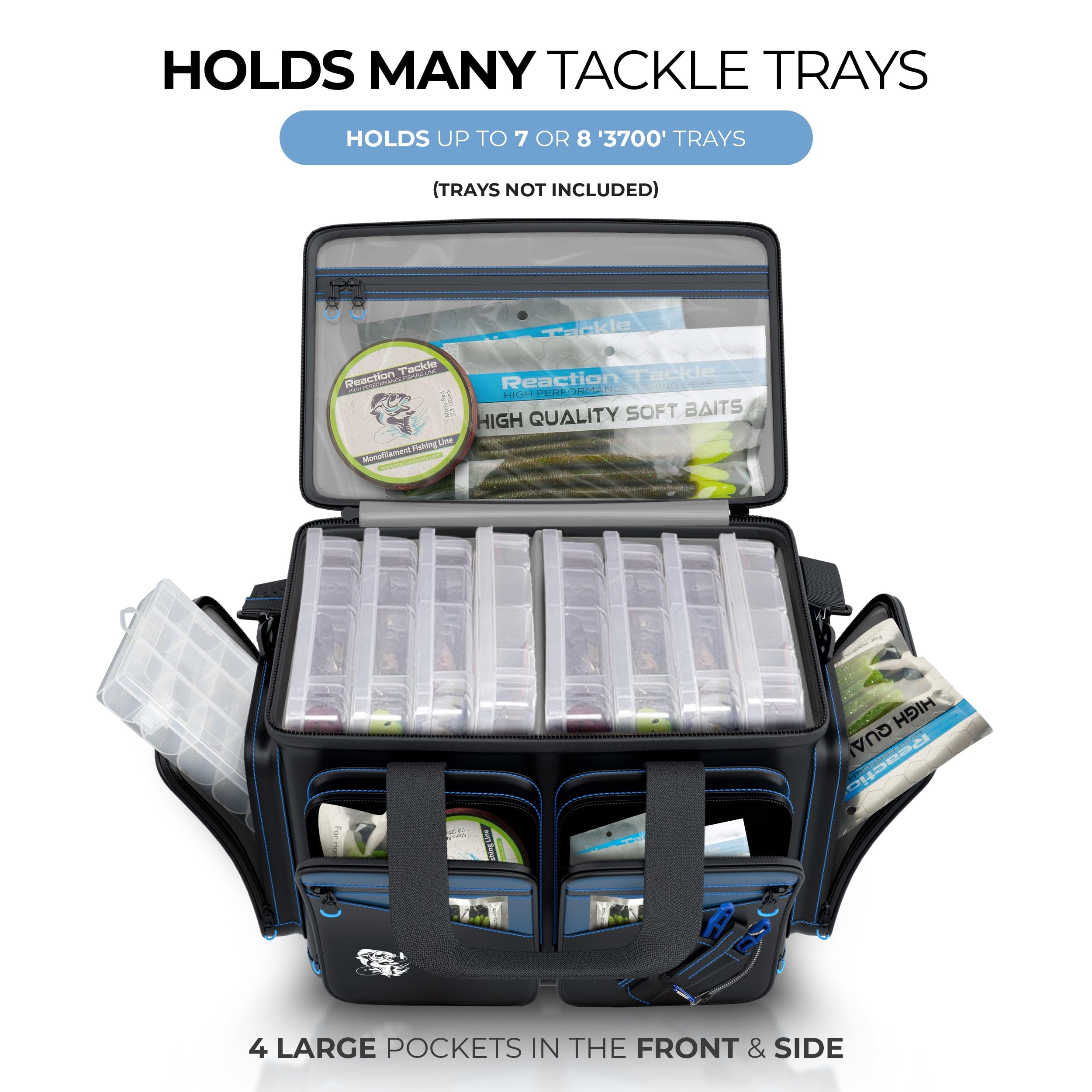 Waterproof tackle bag with pockets and handles