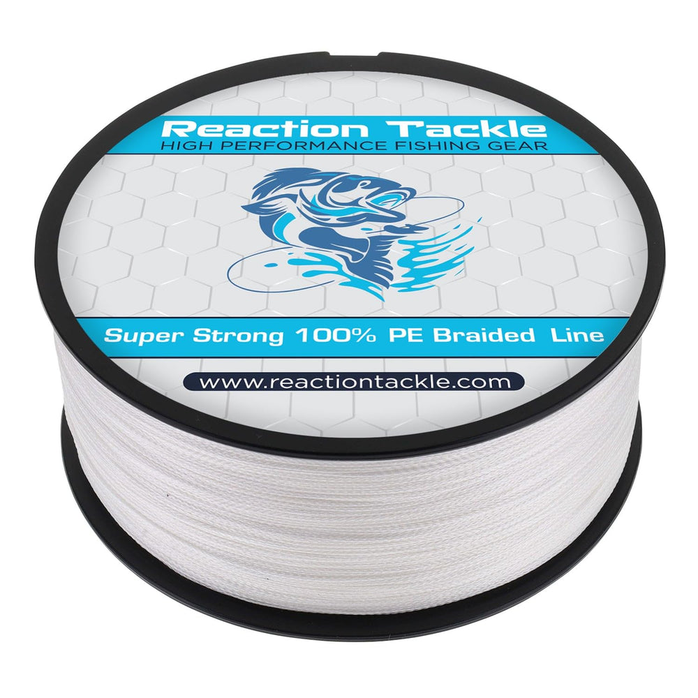 Reaction Tackle braided line white 25lb 1500yd on spool for tough conditions