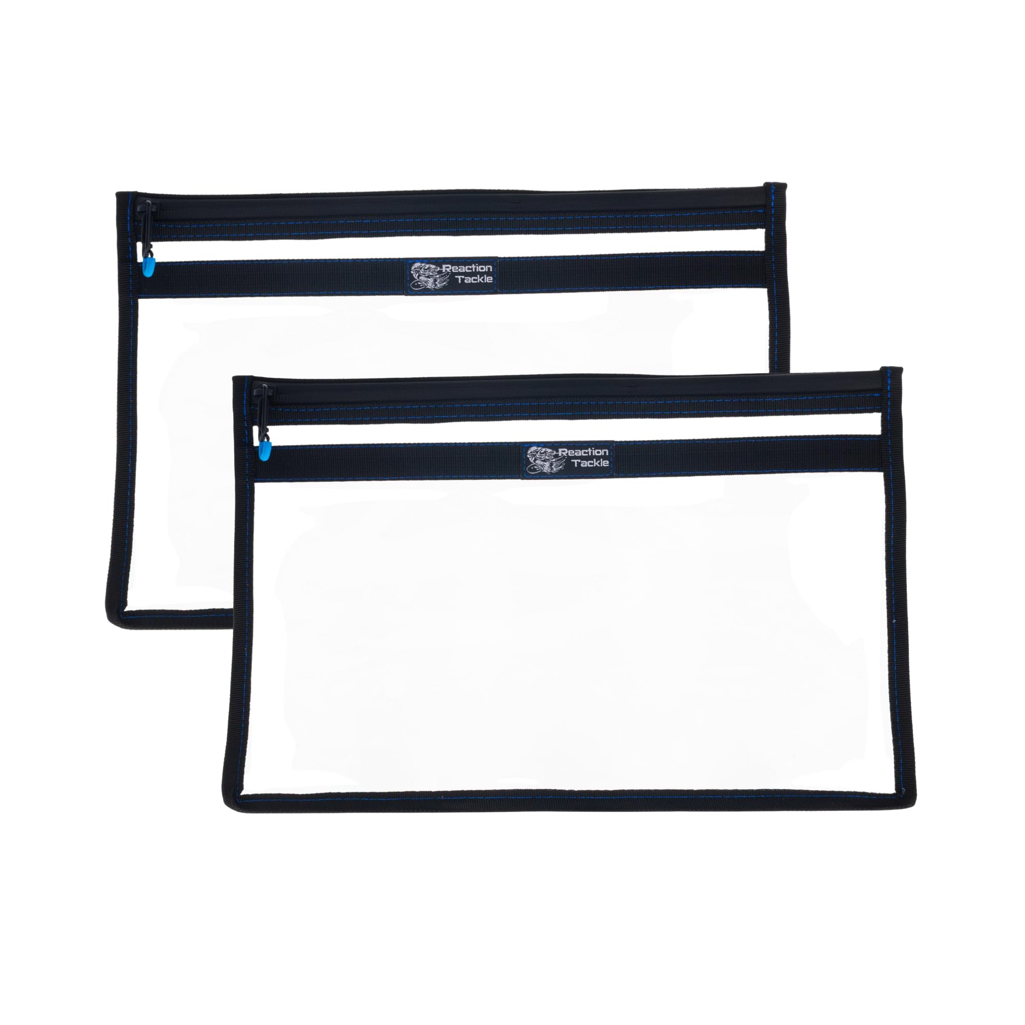 Reaction Tackle clear bag 14x9 front view shows reinforced corners for rugged use