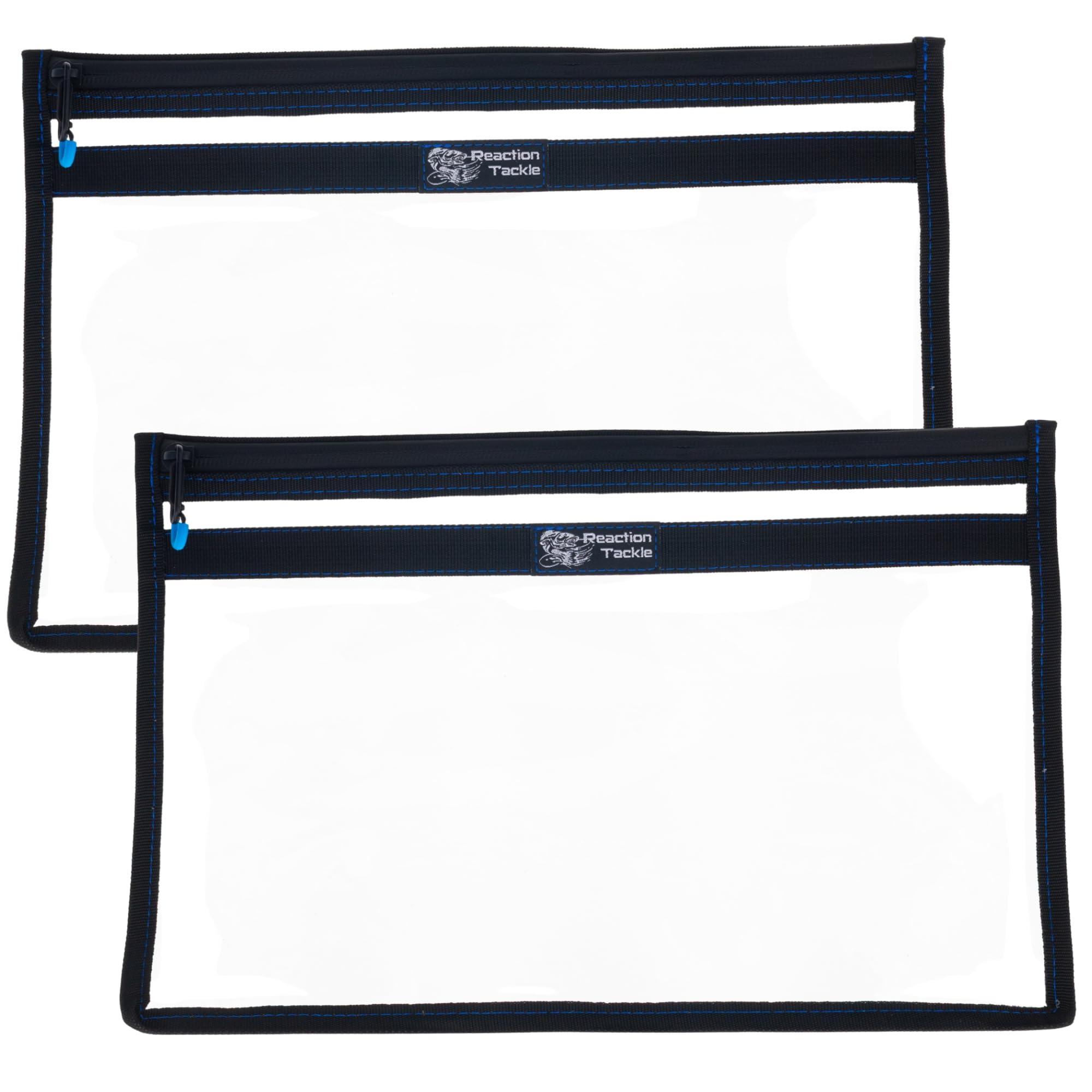 Reaction Tackle clear bag 16x12 front view for organized tackle with water resistance.