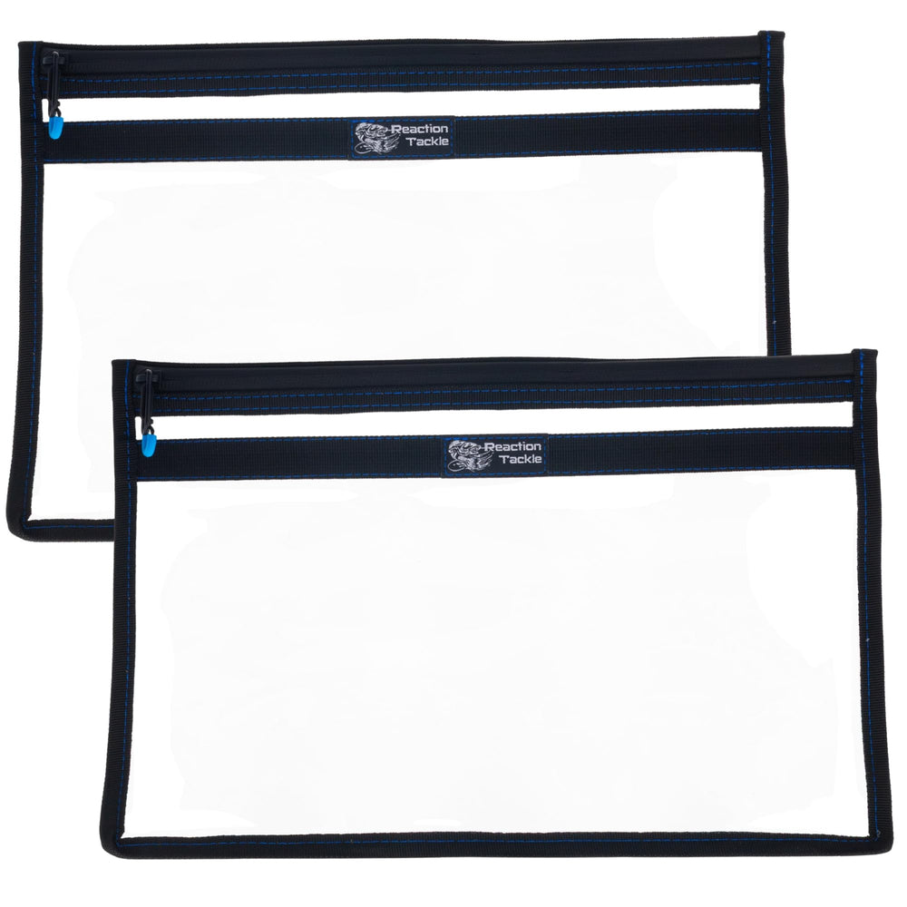 Reaction Tackle clear bag 16x12 front view for organized tackle with water resistance.