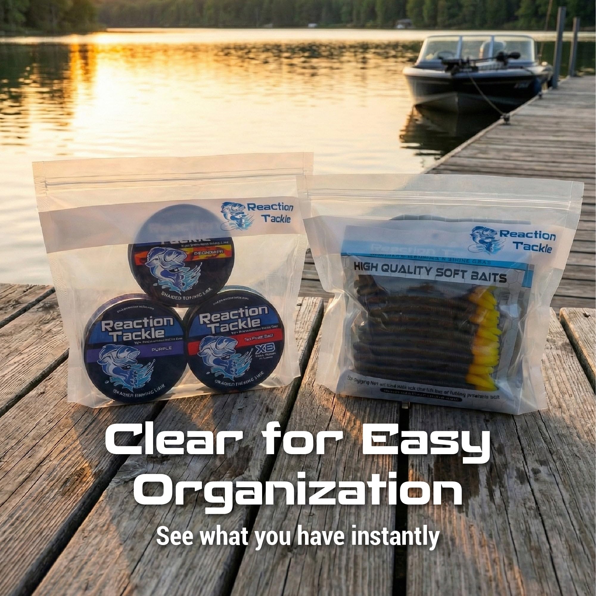 Reaction Tackle clear bag stores soft plastics efficiently