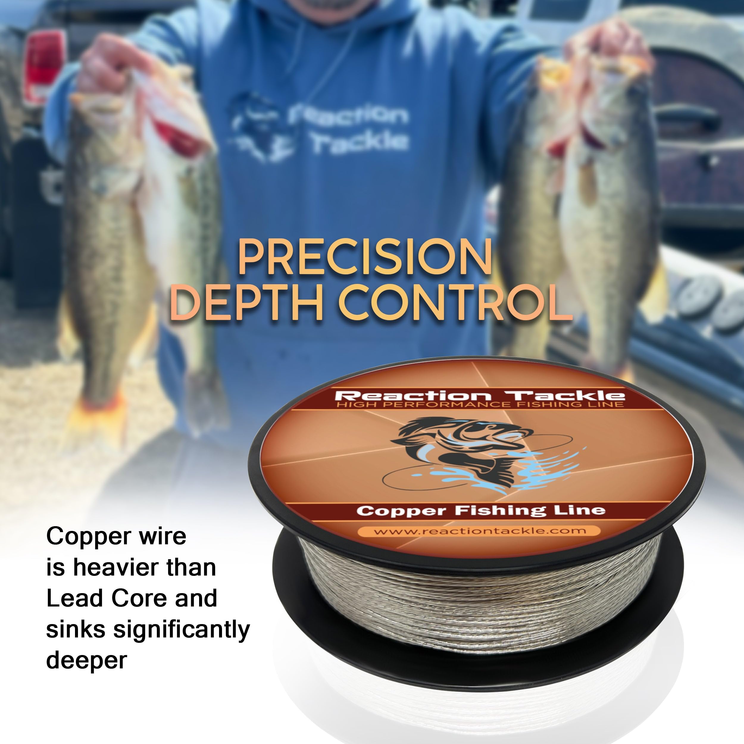 Reaction Tackle copper trolling wire 45lb standard for big lake trolling.
