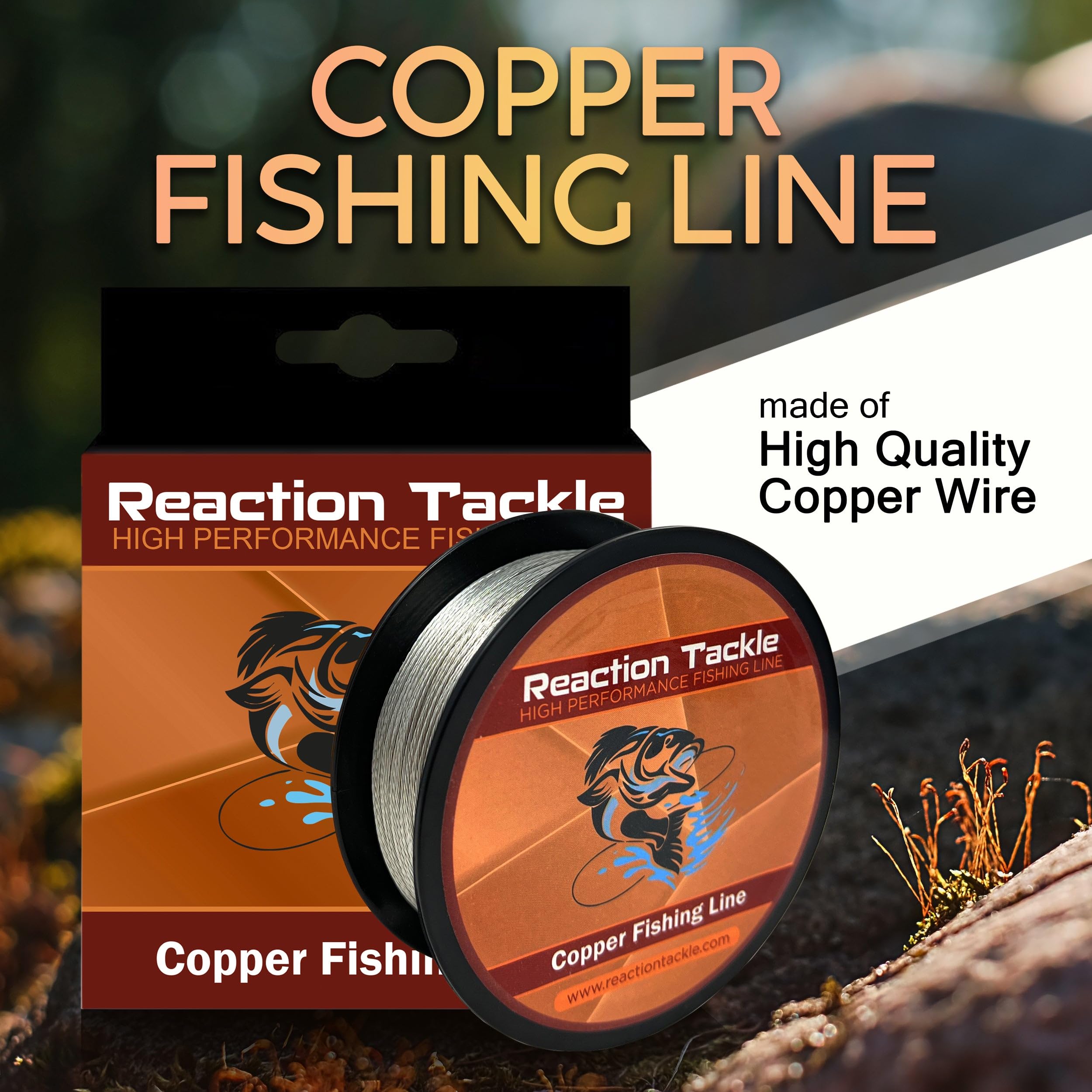 Close-up of tin-coated copper trolling wire showing corrosion resistance.
