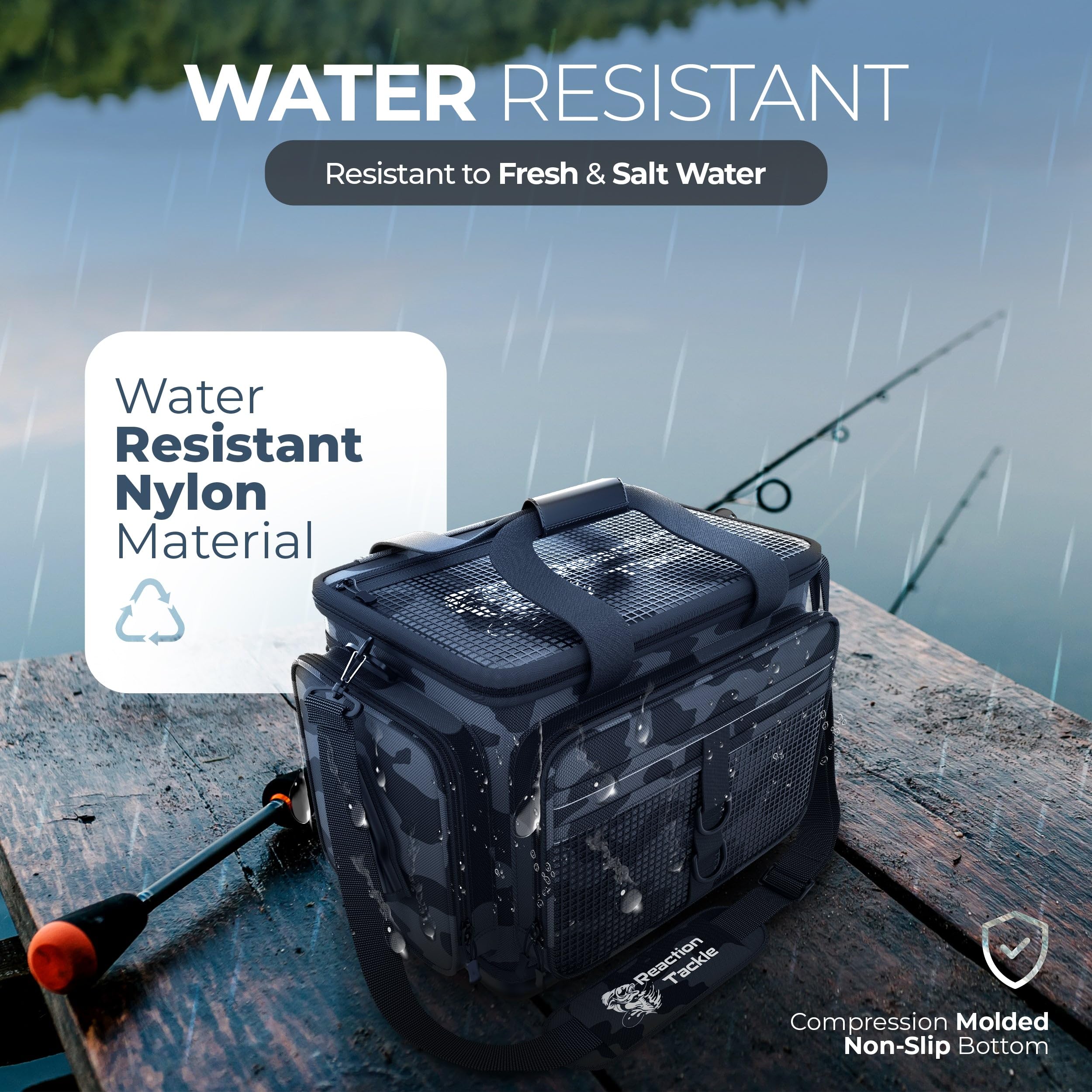 Reaction Tackle bag with D-rings for clip-on gear and extras.