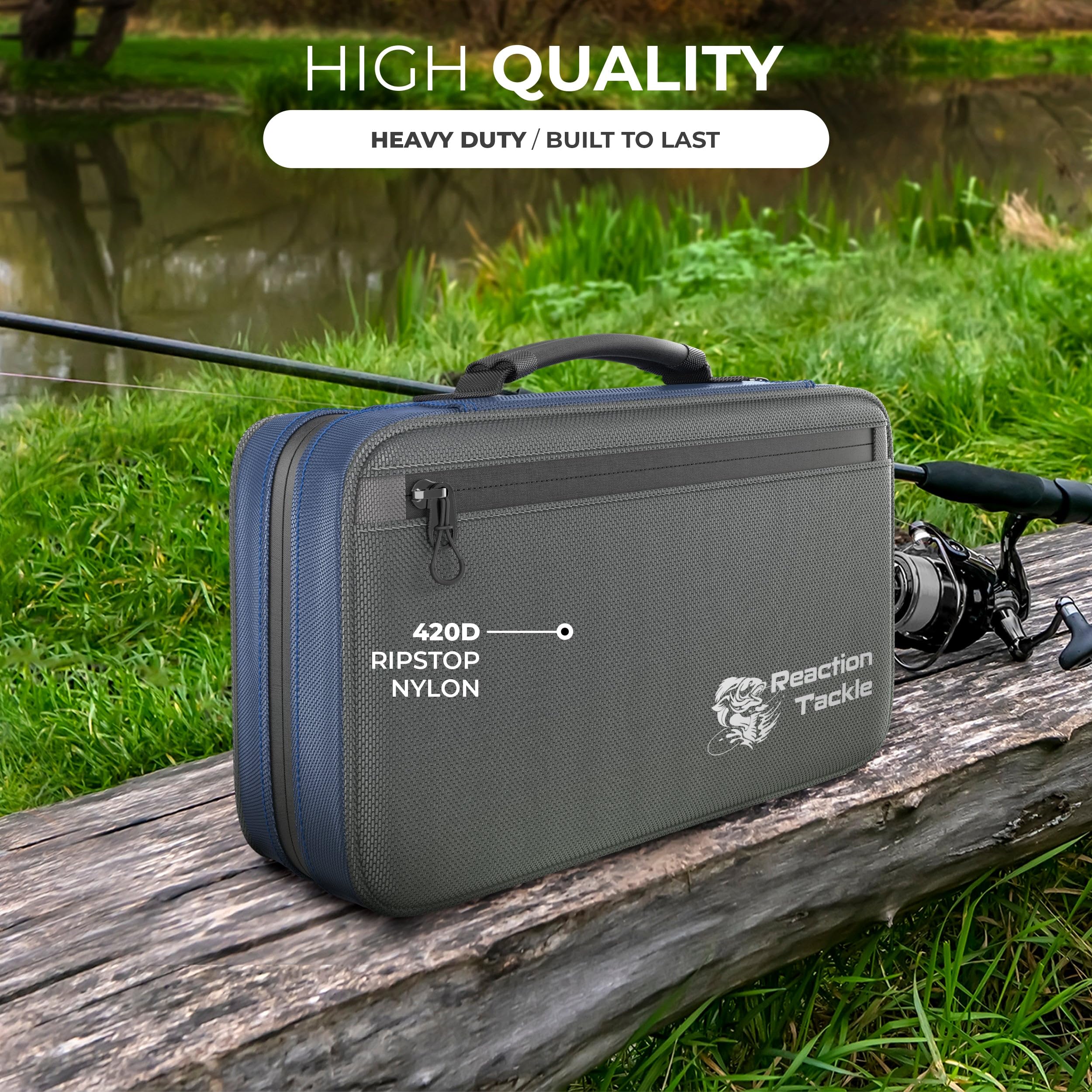 Reaction Tackle Deluxe Bait Binder outside mesh pocket for extra storage