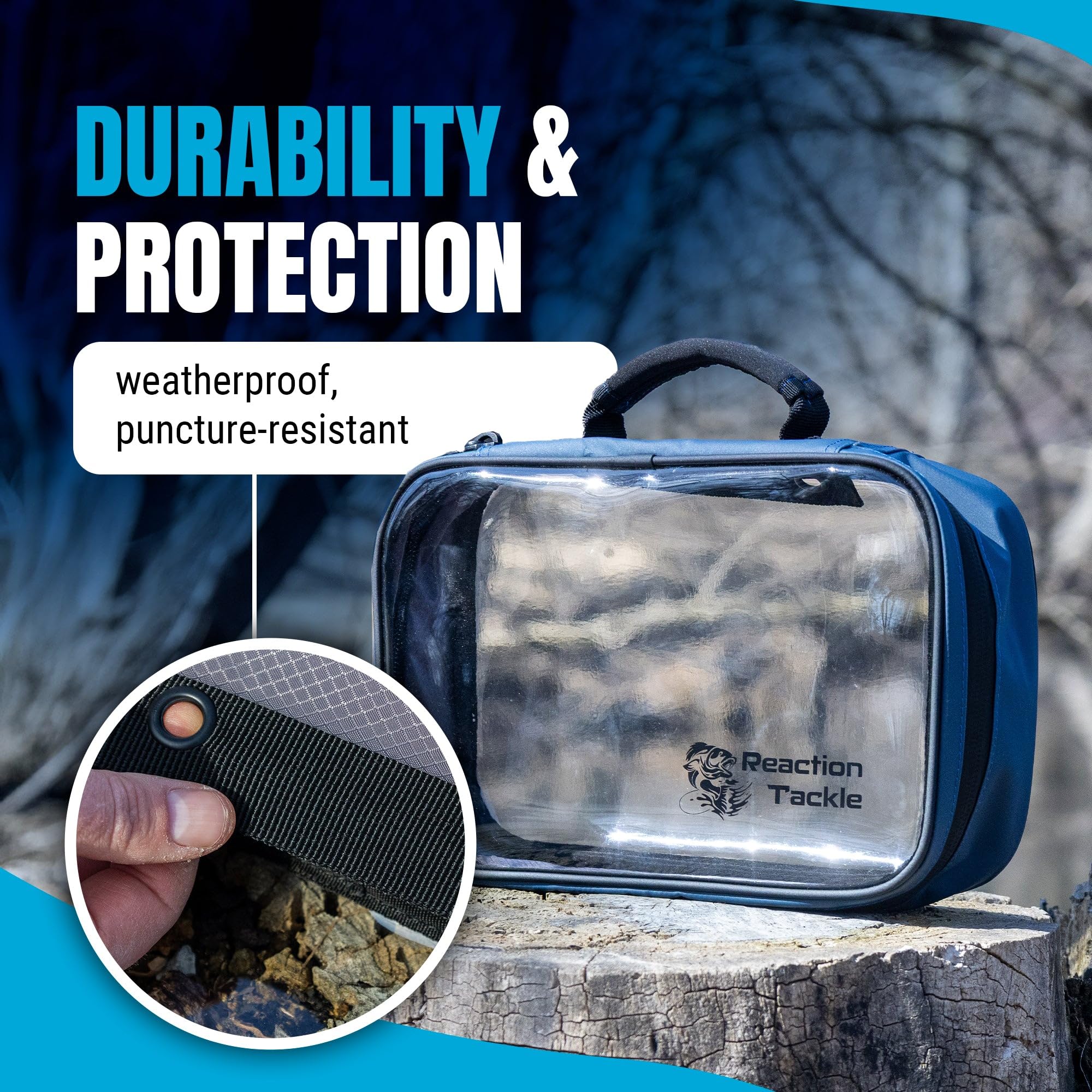 Reaction Tackle Deluxe Clear Binder open closure demonstrates quick access to gear.