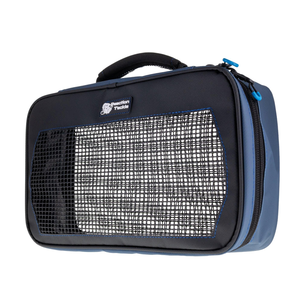 Reaction Tackle Deluxe Mesh Bag open view with vented storage for soft plastics