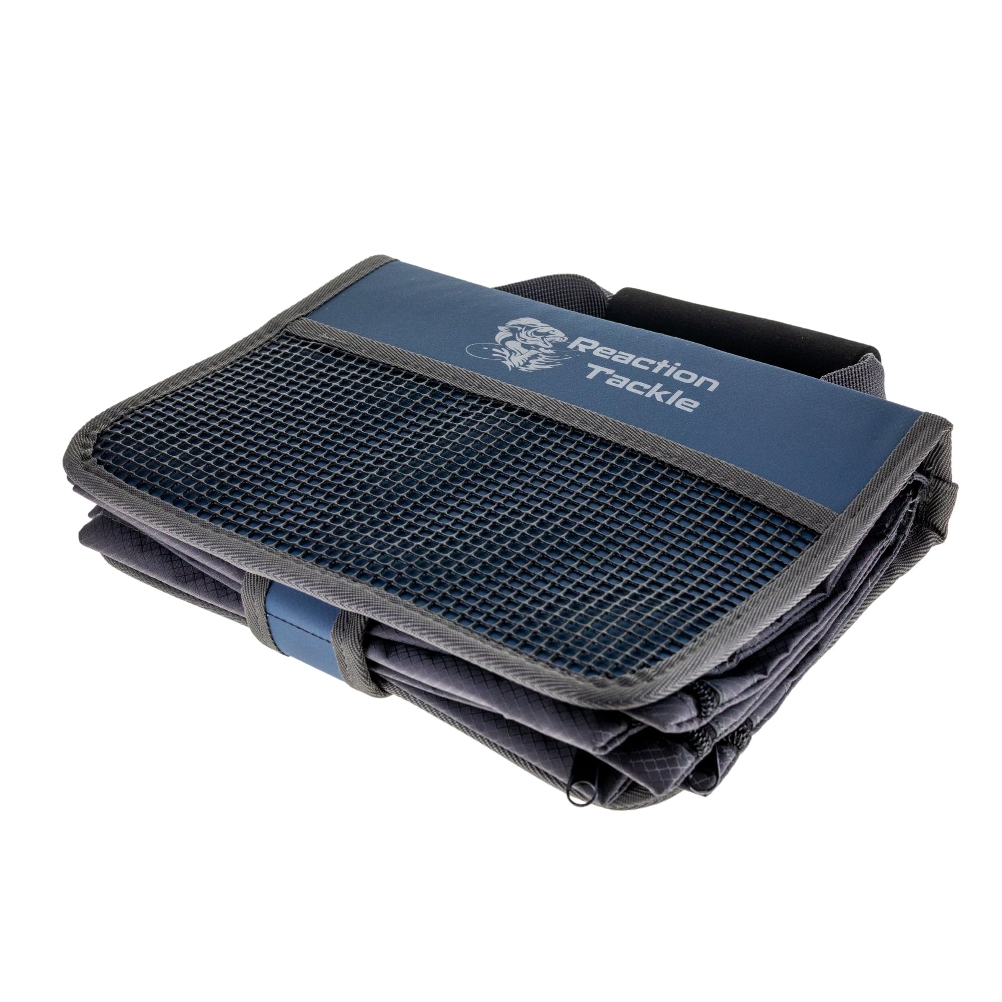 Reaction Tackle Deluxe Speed Binder open pocket highlights large sleeves for baits and lures.
