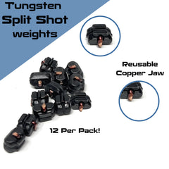 Reaction Tackle diamond-polished tungsten weights, line-safe design for smooth fishing.