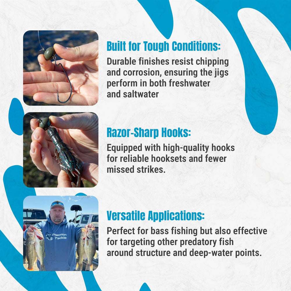 Reaction Tackle durable lead construction jig highlighting long-lasting performance